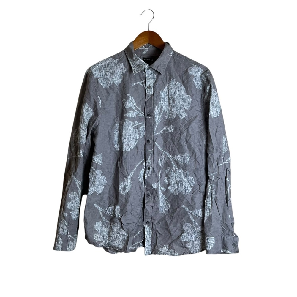 Express cotton & linen floral button downβ shirt